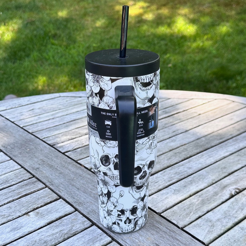 Hydrapeak Voyager 40oz Tumbler Skull Floral Stainless Steel Insulated Travel Mug - Picture 9 of 11